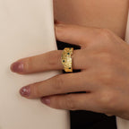 Vintage Style Copper Zirconia Open Ring