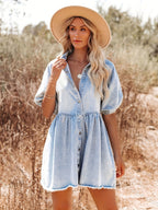 Lapel Cotton Denim Dress