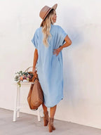 Carina Chic Denim Dress Batwing Sleeves Designer Edit