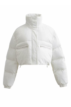 Stand Collar Pocket Zipper Short Cotton Coat