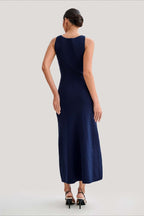 Knit Sleeveless Button Midi Dress