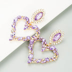 Heart-shaped with colored  retro temperament exaggerated earrings