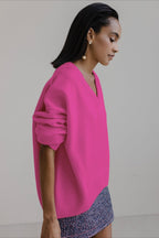 V Neck Long Sleeve Relaxed Sweater