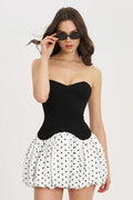 Polka Dot Strapless Bodycon Mini Dress
