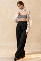 Mesh See-Through Long Sleeve Shirt