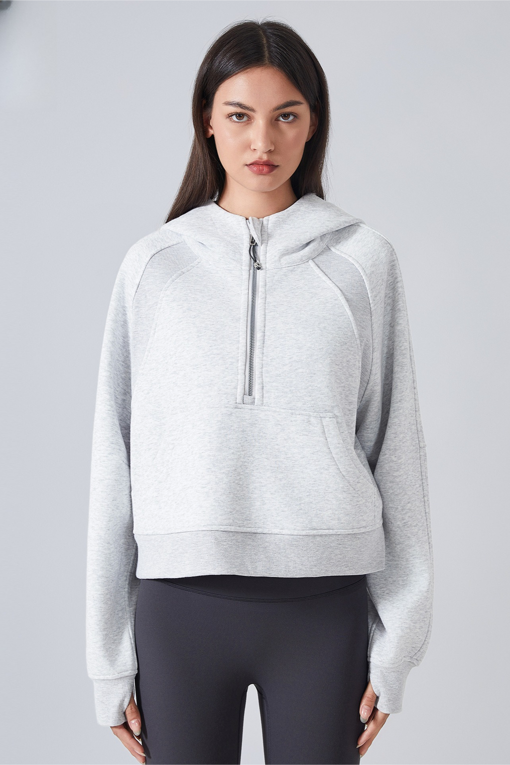 Fleece Lined Half Zip Loose Athletic Yoga Hoodie