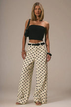 Polka Dot Loose Mid Rise Jeans