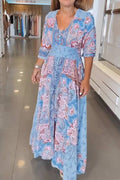 Smocked Printed Half Sleeve Dress