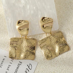 Personalized Embossed Hammered Square Metal Earrings