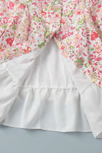 Peter Pan Collar Floral Puff Sleeve Button Mini Dress