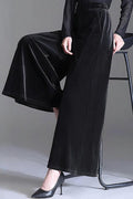 Fashionable Velvet Loose-fitting Casual Elastic Waist Pocket Straight Leg Pants
