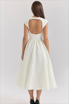 Minimalist Solid Backless Swing Midi Dress