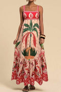 Tropical Print Square-Neck Cami Maxi Dress