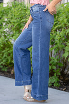 Stylish Loose-fitting Pocket Patchwork Casual Straight Leg Jeans