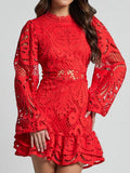 Sara Chic Long Sleeved Lace Mini Dress Designer Edit
