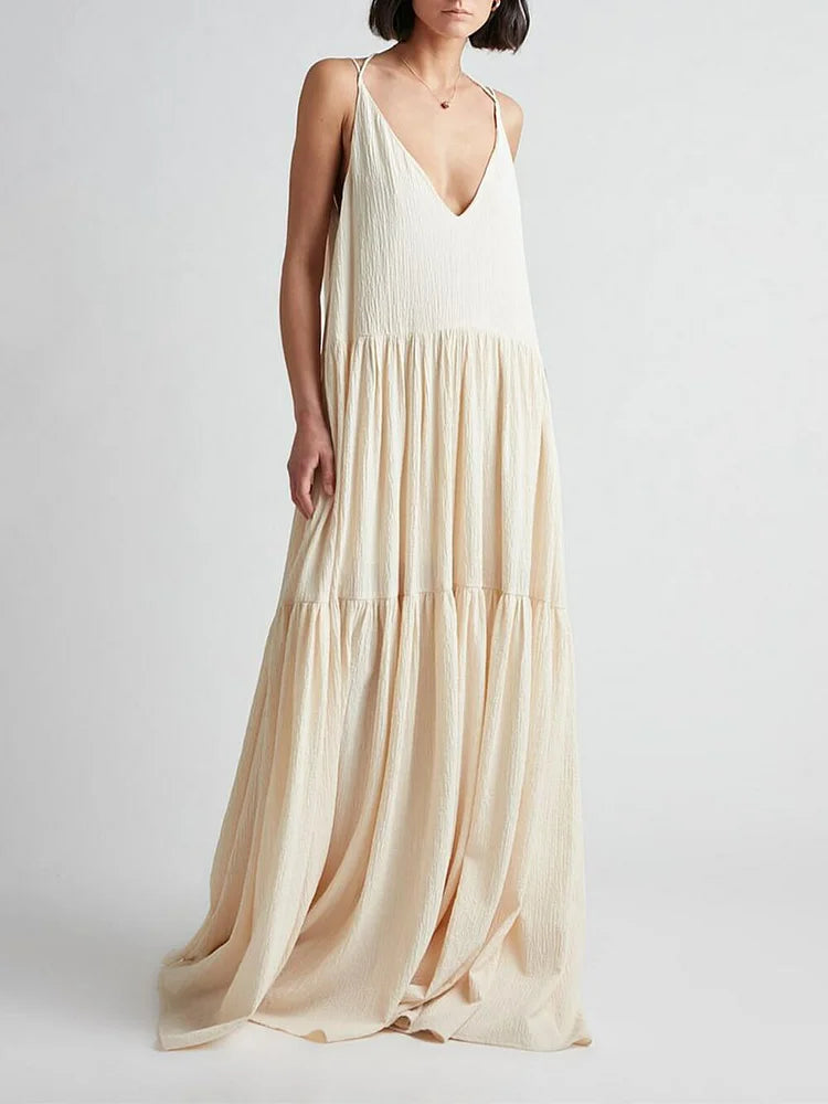 Graciela Luxe Maxi Dress with V Neckline Evening Wear Edit