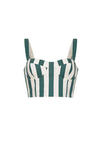 Claudine Striped Heart-shaped Smocked Tank and Raffia Buckle Belted Pocket Bubble Shorts Set