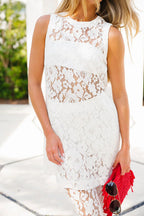 Chic Summer Floral Lace Sleeveless Midi Top and Elastic Waist Loose Pants Set
