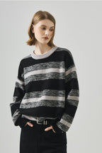 Loose Fit Round Neck Striped Sweater