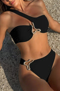 Asymmetrical Metal Shoulder Bikini Set
