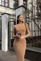 Vintage Long Sleeve Off Shoulder Maxi Dress