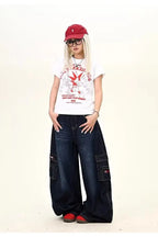 Dark Blue Cargo WideLeg Jeans