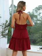 Summer pleated sexy solid color strap skirt