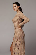 Asymmetric Crochet Openwork Knit Boho Dress