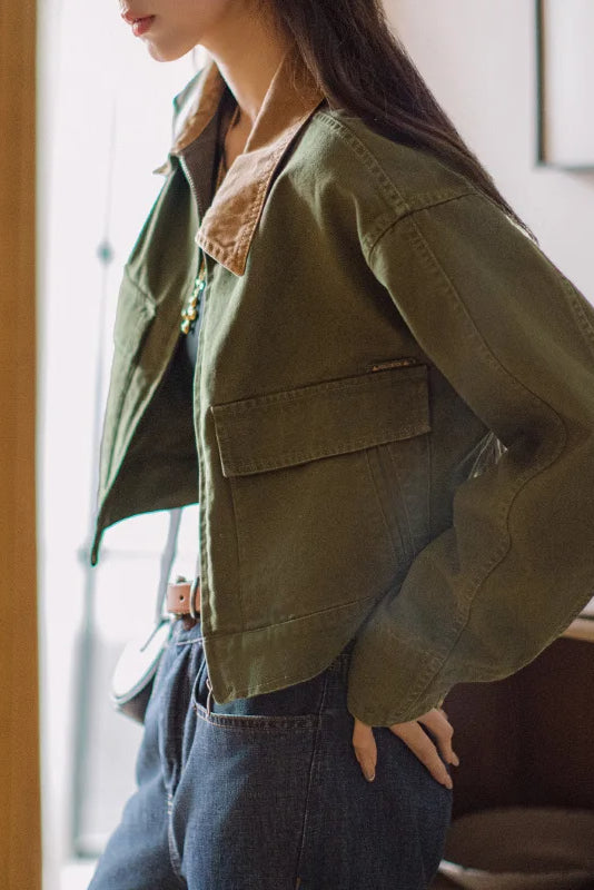 Colorblock Vintage Workwear Jacket