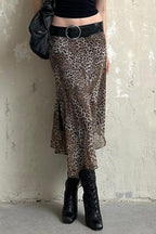 Sheer Mesh Leopard Print Pencil Skirt