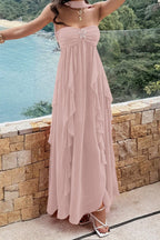 Strapless Tiered Ruffle Vacation Dress