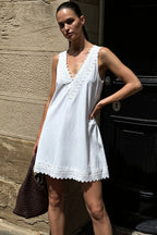 Chic Pure Cotton Spaghetti Strap Mini Dress