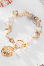 Vacation Imitation Pearl Conch Starfish Pendant Necklace Bracelet