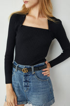 Diana Black Shoulder Wrap Sweater