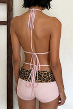 Leopard Halter Two Piece Swim Set