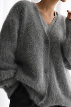 V Neck Mohair Blend Cardigan