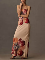 Fashionable Printed Sexy Tube Top Slim Fit Midi Dress