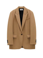 Casual Style Camel Pocket Blazer