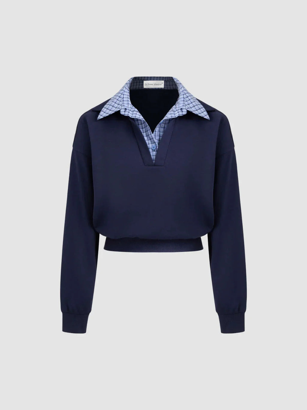 Terry Checks Collar Sweatshirt