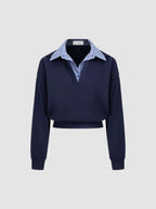 Terry Checks Collar Sweatshirt