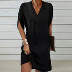 Estela Boutique Timeless Dress with a V Neck Premium Wardrobe Essential