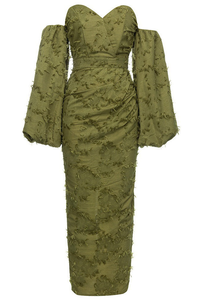 Lucía Minimalist Knitted Maxi Dress with Low Back Elevated Occasion Wear