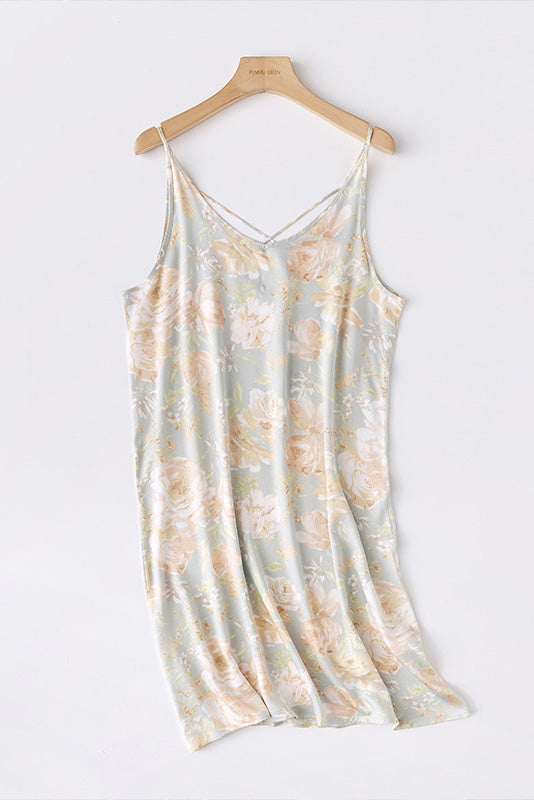 María Boutique Fernanda Printed Camisole Dress with Crossed Straps At the Back Premium Wardrobe Essential