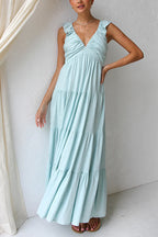Marilyn - V - neck maxi dress with ruffle
