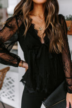 Crazy About You Lace Long Sleeve Top - 2 Colors