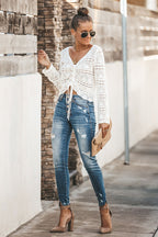 Easy Moves Hollow-Out Knit Blouse - 2 Colors