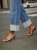 Stretch Straight Curled Jeans