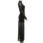 Velvet Crush Sheer Dress Black