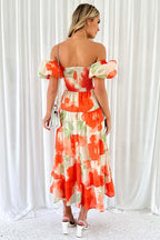 Clear Love Printed Puff Sleeve Maxi Dress - 5 Colors