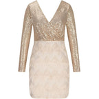 Amalberga Aesthetic Heidi Mode Sequin Dress with V Neck Statement Occasion Edit
